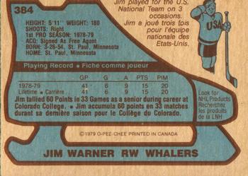 1979-80 O-Pee-Chee #384 Jim Warner Back