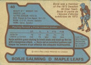 1979-80 O-Pee-Chee #40 Borje Salming Back