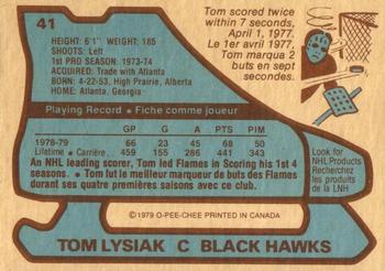 1979-80 O-Pee-Chee #41 Tom Lysiak Back