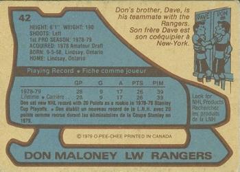 1979-80 O-Pee-Chee #42 Don Maloney Back
