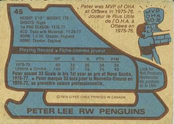 1979-80 O-Pee-Chee #45 Peter Lee Back