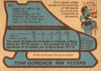 1979-80 O-Pee-Chee #51 Tom Gorence Back