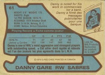1979-80 O-Pee-Chee #61 Danny Gare Back