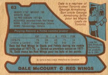 1979-80 O-Pee-Chee #63 Dale McCourt Back