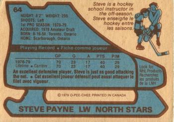 1979-80 O-Pee-Chee #64 Steve Payne Back