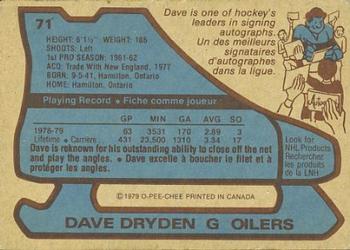 1979-80 O-Pee-Chee #71 Dave Dryden Back