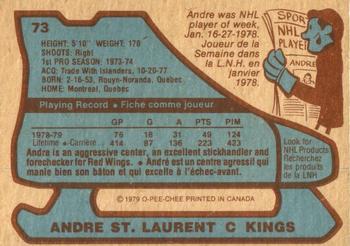 1979-80 O-Pee-Chee #73 Andre St. Laurent Back