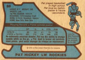 1979-80 O-Pee-Chee #86 Pat Hickey Back