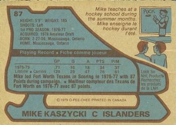 1979-80 O-Pee-Chee #87 Mike Kaszycki Back