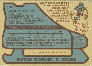 1979-80 O-Pee-Chee #98 Butch Goring Back