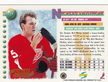 1994-95 Score - Gold Line #119 Nicklas Lidstrom Back