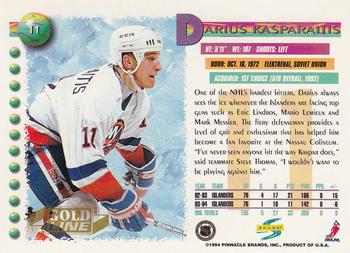 1994-95 Score - Gold Line #11 Darius Kasparaitis Back