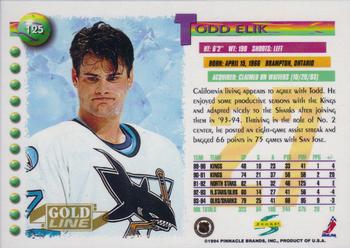 1994-95 Score - Gold Line #125 Todd Elik Back