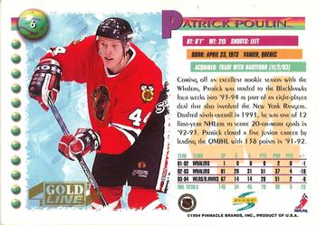 1994-95 Score - Gold Line #6 Patrick Poulin Back