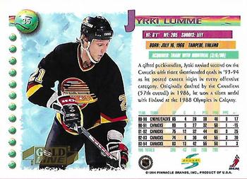 1994-95 Score - Gold Line #35 Jyrki Lumme Back