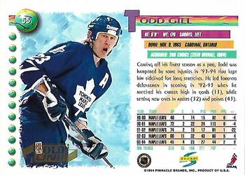 1994-95 Score - Gold Line #55 Todd Gill Back