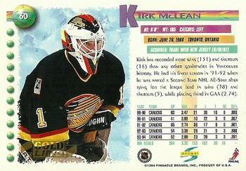 1994-95 Score - Gold Line #60 Kirk McLean Back