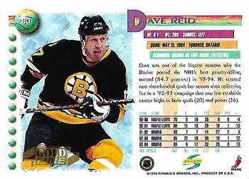 1994-95 Score - Gold Line #80 Dave Reid Back