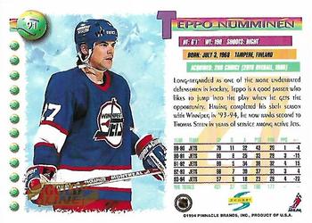 1994-95 Score - Gold Line #91 Teppo Numminen Back