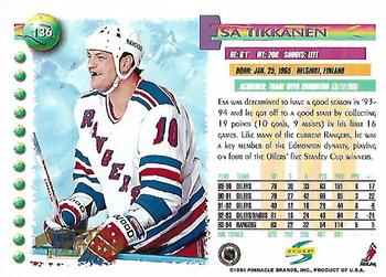 1994-95 Score - Gold Line #136 Esa Tikkanen Back