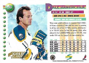 1994-95 Score - Gold Line #192 Dale Hawerchuk Back