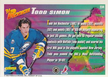 1994-95 Score - Gold Line #234 Todd Simon Back