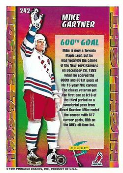 1994-95 Score - Gold Line #242 Mike Gartner Back