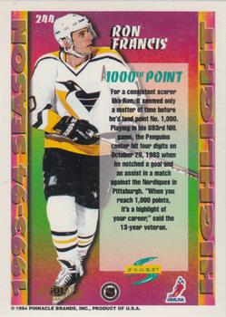 1994-95 Score - Gold Line #244 Ron Francis Back