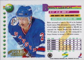 1994-95 Score - Gold Line #184 Brian Leetch Back