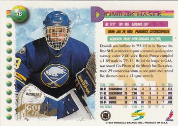 1994-95 Score - Gold Line #78 Dominik Hasek Back
