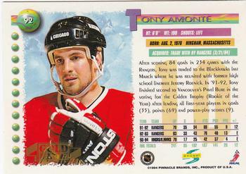 1994-95 Score - Gold Line #92 Tony Amonte Back