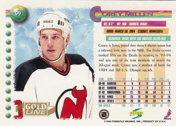 1994-95 Score - Gold Line #99 Corey Millen Back