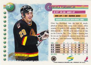 1994-95 Score - Gold Line #9 Gino Odjick Back