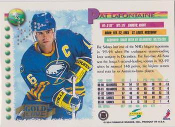 1994-95 Score - Gold Line Punched #2 Pat LaFontaine Back
