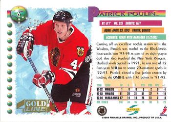 1994-95 Score - Gold Line Punched #6 Patrick Poulin Back