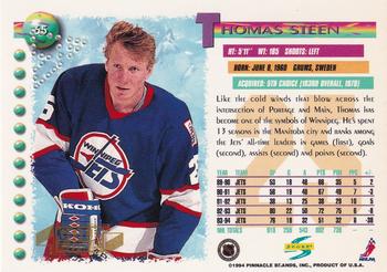 1994-95 Score - Gold Line Punched #65 Thomas Steen Back