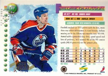 1994-95 Score - Gold Line Punched #147 Fredrik Olausson Back