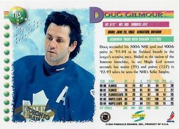 1994-95 Score - Gold Line Punched #185 Doug Gilmour Back