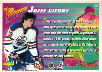 1994-95 Score - Gold Line Punched #217 Jozef Cierny Back