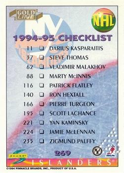 1994-95 Score - Gold Line Punched #269 Checklist Back