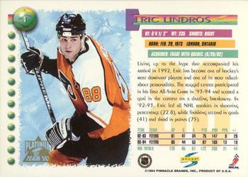 1994-95 Score - Platinum #1 Eric Lindros Back