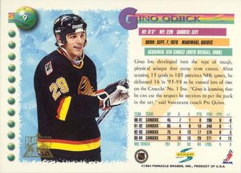 1994-95 Score - Platinum #9 Gino Odjick Back