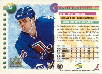 1994-95 Score - Platinum #13 Garth Butcher Back