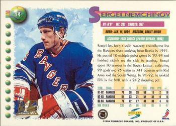 1994-95 Score - Platinum #14 Sergei Nemchinov Back