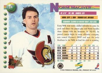 1994-95 Score - Platinum #24 Norm Maciver Back