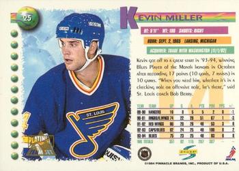 1994-95 Score - Platinum #25 Kevin Miller Back