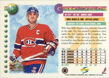 1994-95 Score - Platinum #46 Guy Carbonneau Back