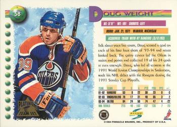 1994-95 Score - Platinum #58 Doug Weight Back