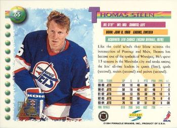 1994-95 Score - Platinum #65 Thomas Steen Back