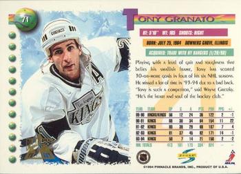 1994-95 Score - Platinum #71 Tony Granato Back